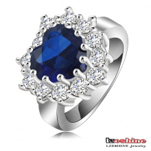 Blue Stone Hearts of Ocean Love Ring (Ri-HQ0050)